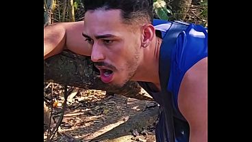 A horny bastard collecting cum on the trail of the naughty .