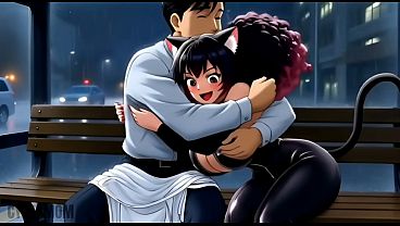 Pussy-Girl Fucks a Rich Man in a Car in Front of Infatuated Guy. Hentai Cuckold