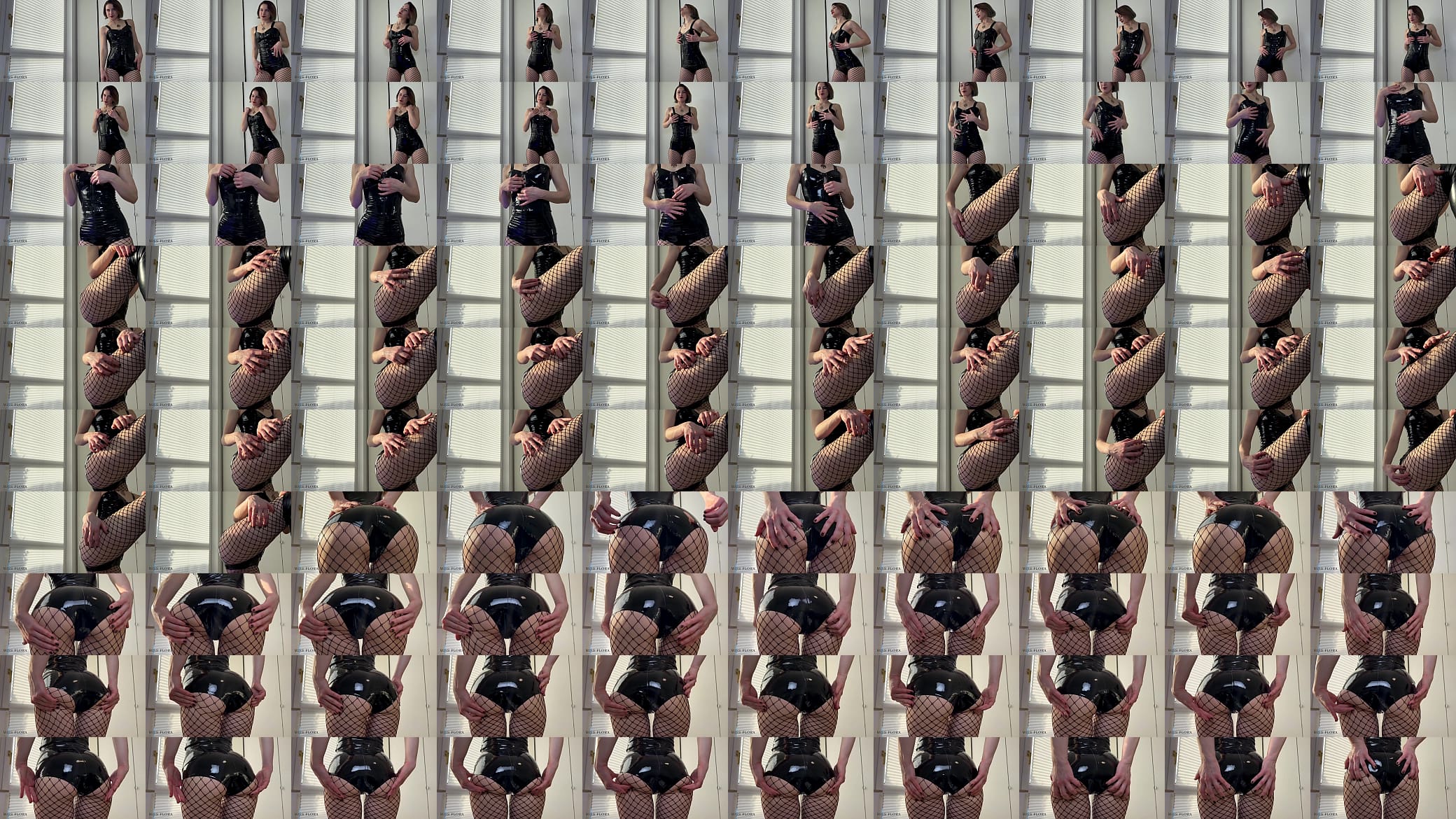 Latex Tease in Fishnets and Boots 预览图