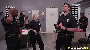 SPANKBANG GOLD - Cheating Hot Cop Gangbanged By Entire Cop Force