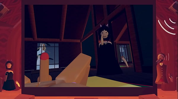 20 years old cat girl in rec room VR [ Encounter in a winter cabin ]
