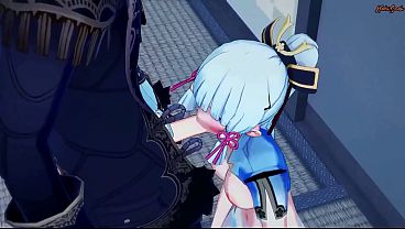 Download Video - Kamisato Ayaka deepthroats cock then gets her pussy pounded by Diluc - Genshin Impact Hentai&period;