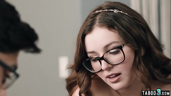 Chubby teen stepsis Leana Lovings showing the real world to nerdy stepbro