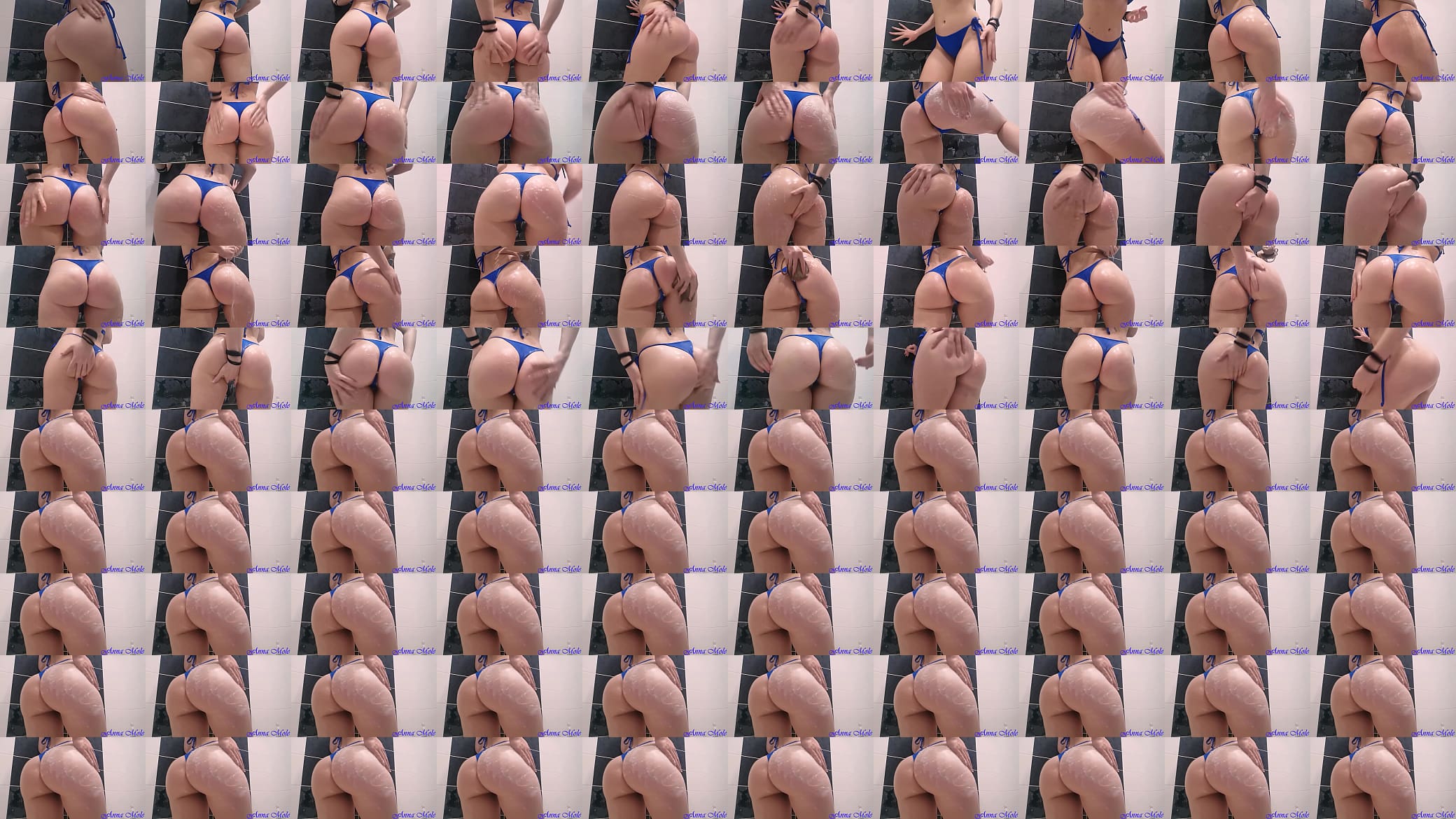 A girl in a bikini with a huge white ass is having fun in the bathroom. Anna Mole 预览图