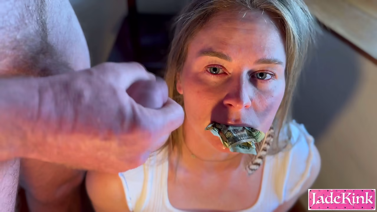 Dollar Bills Stuffed in Her Wet Pussy, Handjob &amp_ Facial