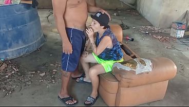 Only in the lesbian's ass on the terrace.