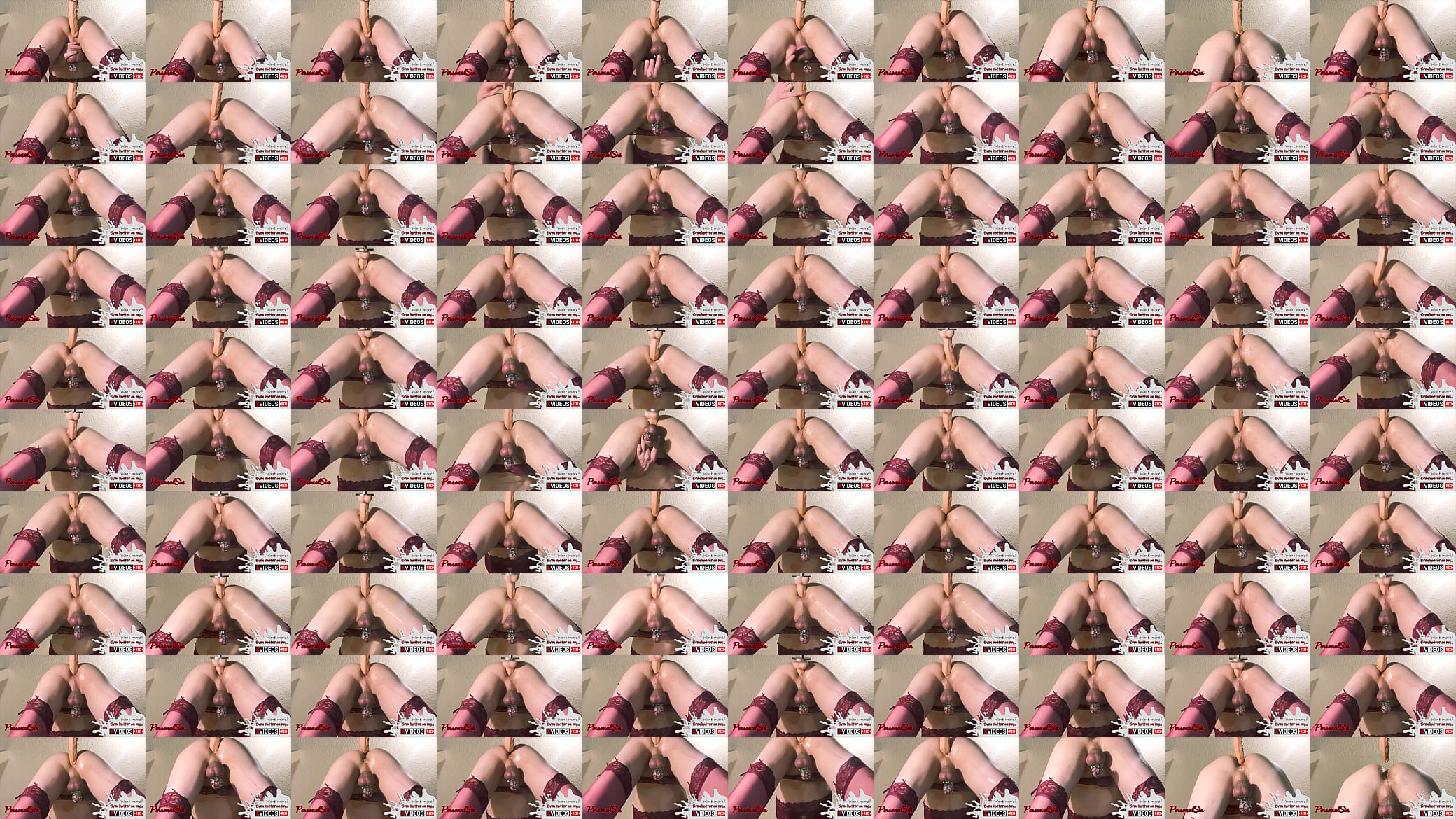 Caged tranny fucked hard by sex machine. Bottom view 预览图