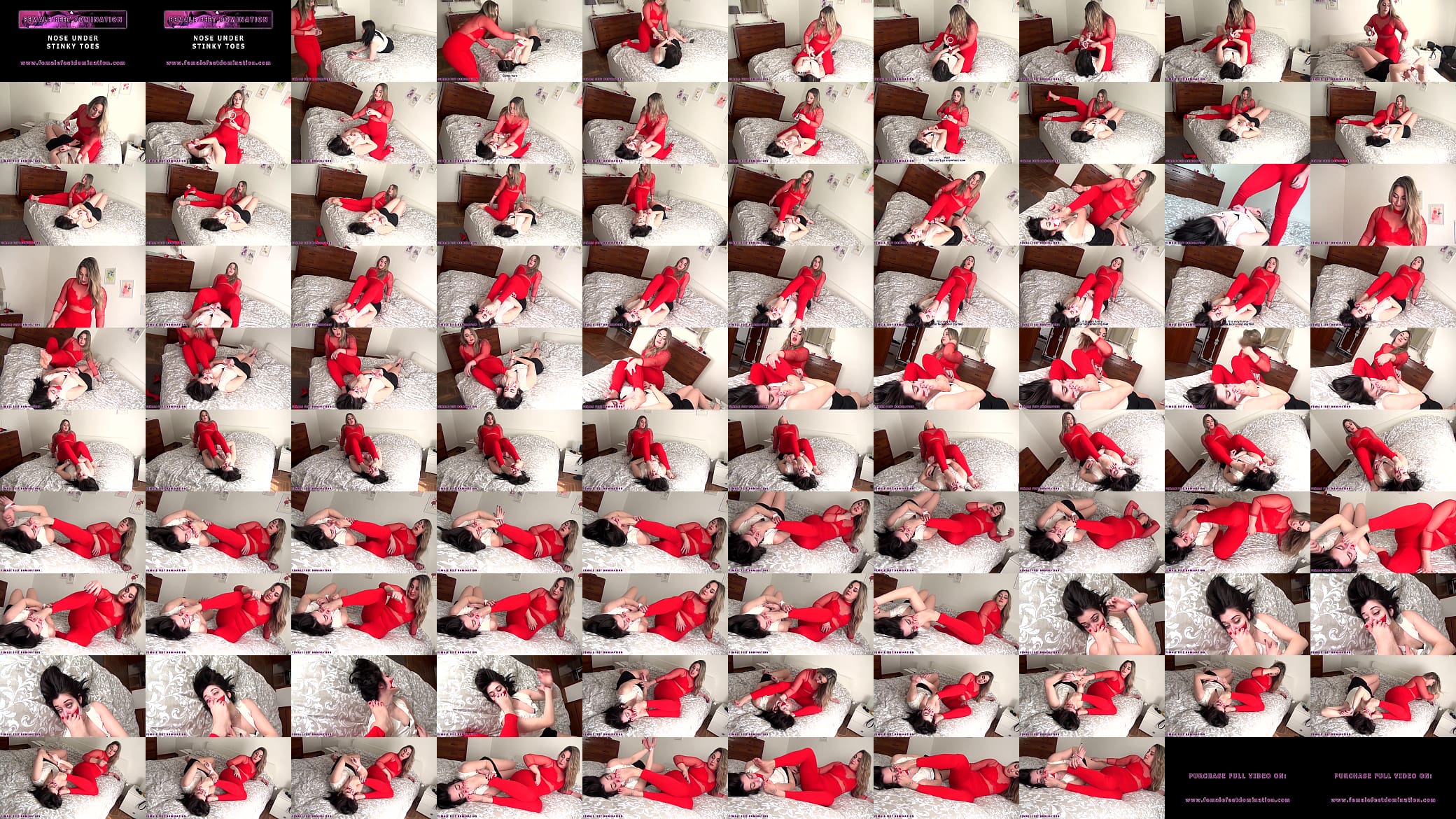 Brunette bound and gagged by a blonde who puts her feet over her face and pinches her nose - Trailer 预览图