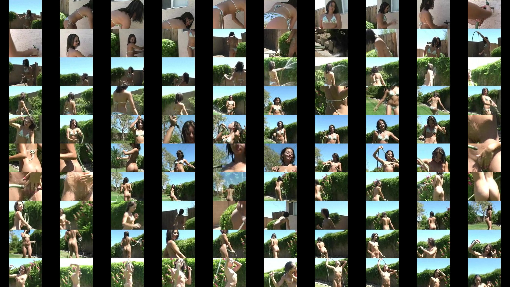 Sissy with the garden hose in the back yard 预览图
