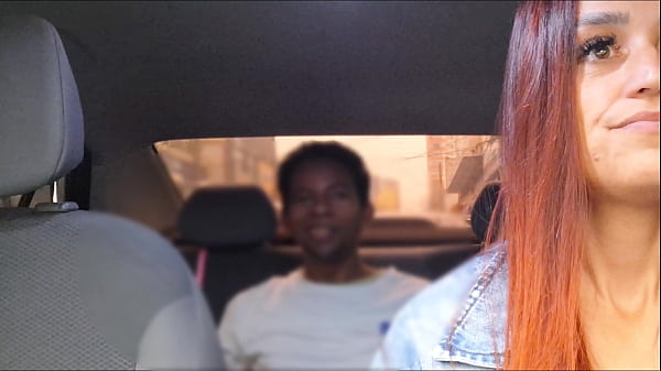 Slutty app driver catches gifted passenger masturbating from behind!