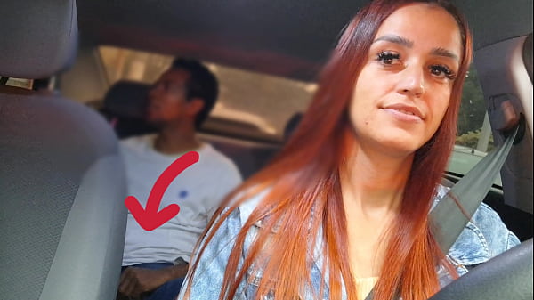 Slutty app driver catches gifted passenger masturbating from behind!