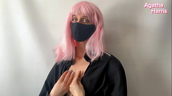 Pink-haired beauty cums from a sex toy