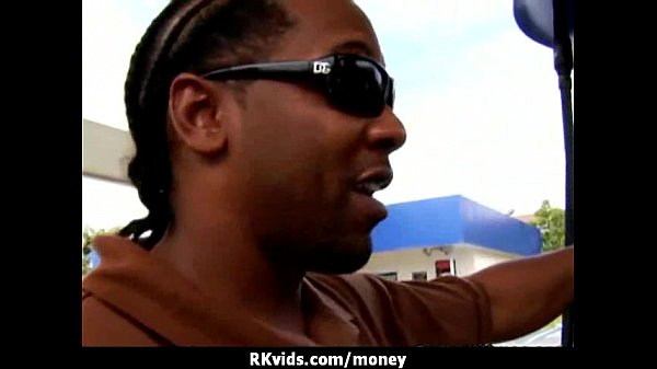 Desperate teen naked in public and fucks to pay rent