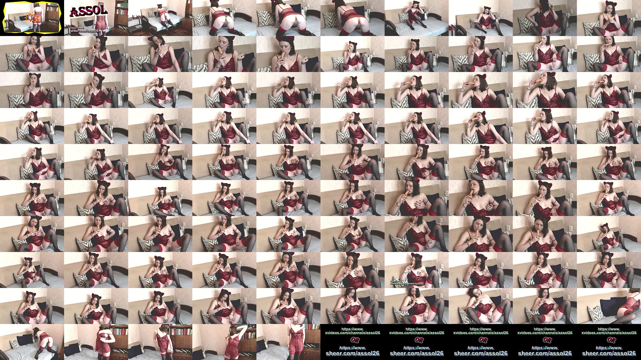 Without panties in transparent negligee and stockings sexy girl Assol gives blowjob to dildo and cum. Sex toys. Blowjob. Blow job. Oral sex. Minet. Suck. Sucking. Sucked. Sucks. Fetish. Ass Pussy Girl 预览图