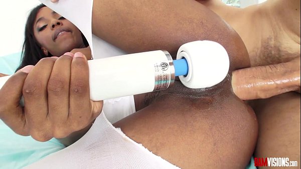 Ebony teen Sarah Banks gets a very hard anal fucking