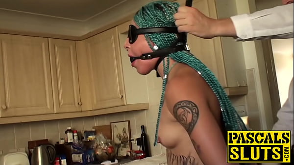Goth submissive disciplined and fed with cum by maledom