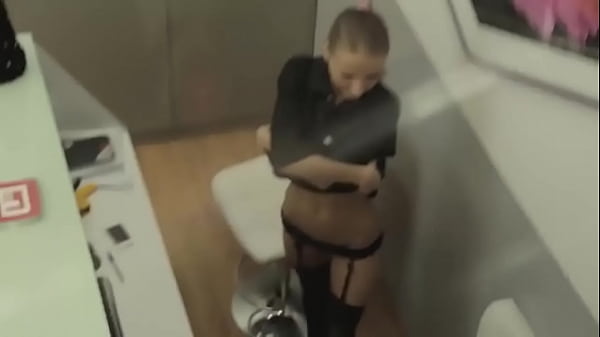 Beautiful Russian Girl changing clothes at Apple Store