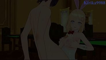 Watson Amelia (Bunny Girl) and Momosuzu Nene (Bunny Girl) intense sex. - Hololive VTuber Hentai