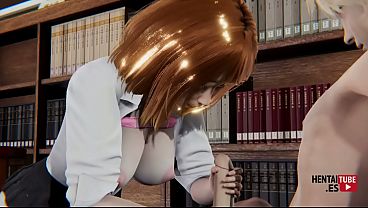 My Hero Academia Hentai - Uraraka plays with Bakugou's cock, stroking and sucking it - Japanese Asian Manga Anime Cartoon Game Porn Video Animation