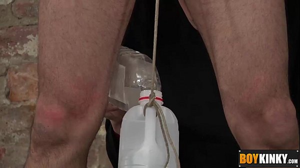 Tims scrotum is tight and his big cock is strok...