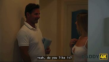 Download Video - DADDY4K&period; Blonde isn't Ashamed to Fuck her boyfriend's Father Next to him