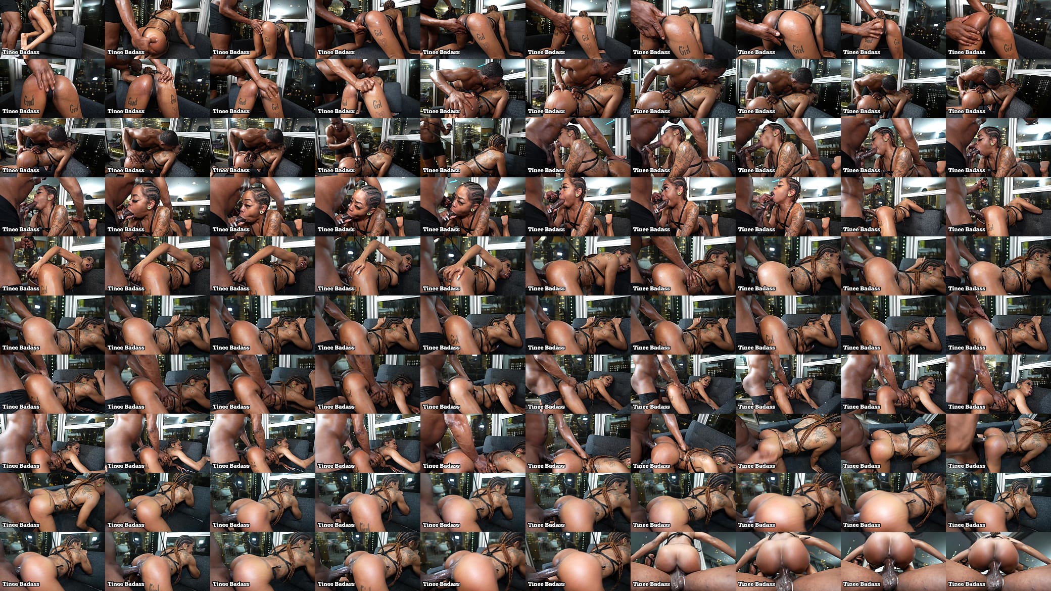 Petite ebony babe Tinee Badass takes 11 inch monster dick 预览图
