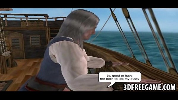 Old man pirate is face fucking his 3d deck hand sluts