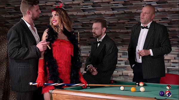 Airtight dp on the pooltable with busty flapper chloe & 3 gentlemen gp2502