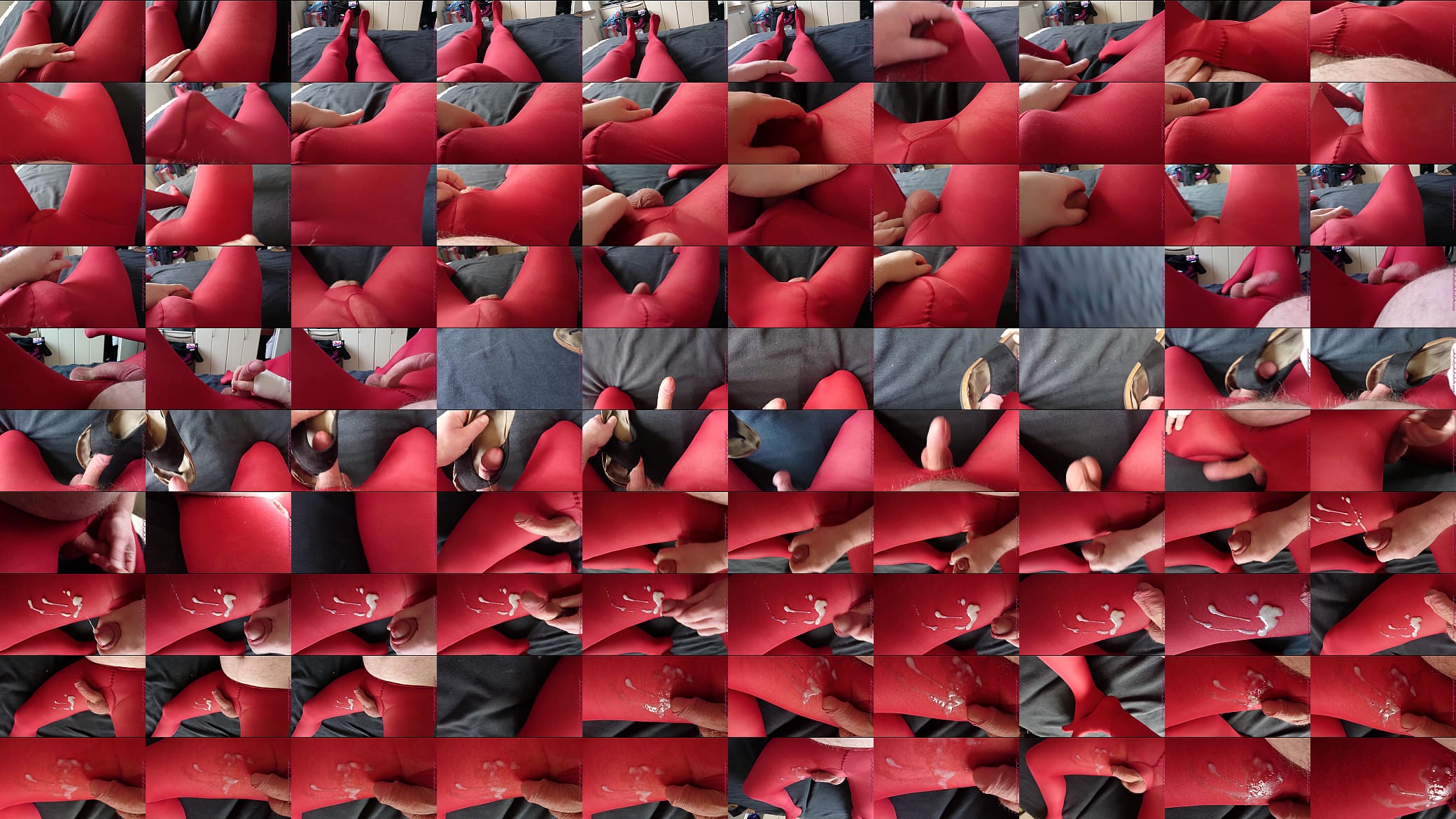 Nylonjunge wichst in der Roten Strumpfhose 预览图
