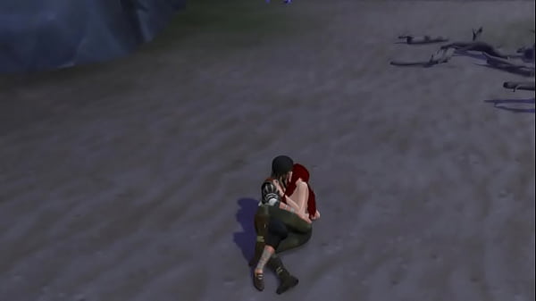 A guy in a pirate costume fucked a red-haired bitch on the beach