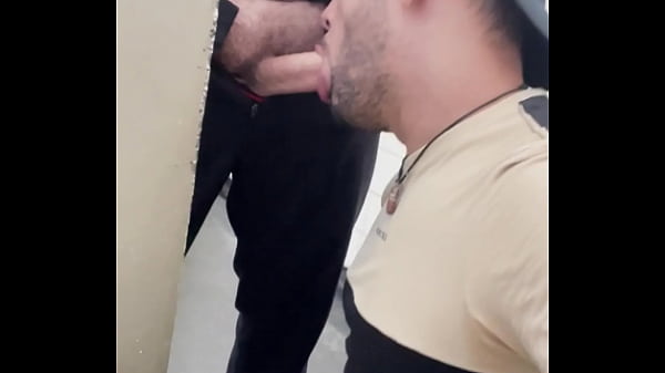 Sucking the construction worker's cock until the male spurts milk