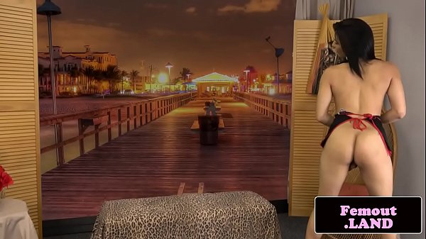 Smalltitted tranny stroking her dick