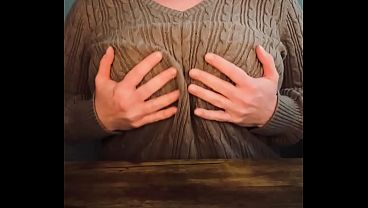 Braless playing with my tits at work