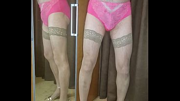 Download Video - Man wearing luxury lingerie and jerks a load into the panties