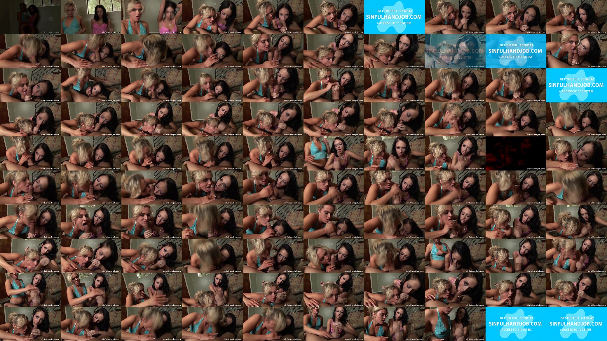 Two sweet teenies worshipping one hard dong 预览图