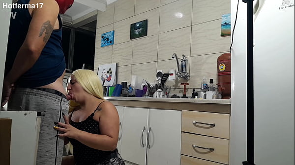 Sex with hot stepmother in the kitchen