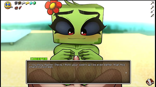 Download Video - HornyCraft &lbrack; Parody Hentai game PornPlay &rsqb; Ep&period;21 the creeper girl gave us a public titjob on the beach before we gave her a first pussy creampie