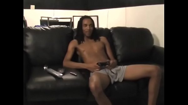 Download Video - Slow and sensual masturbation by black cock on leather sofa