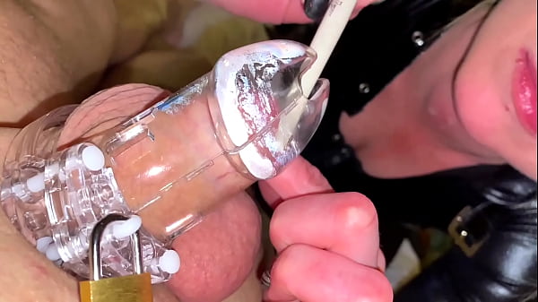 Download Video - Dick Play in Chastity Belt by Makeup Brush and My Tongue