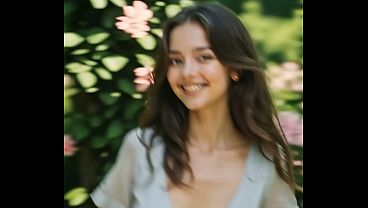 21 years Old Lucy in the Garden - Sexy Boobs and Ass in the Sun (AI-generated)