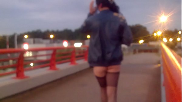 Parking outdoor shemale young beauty