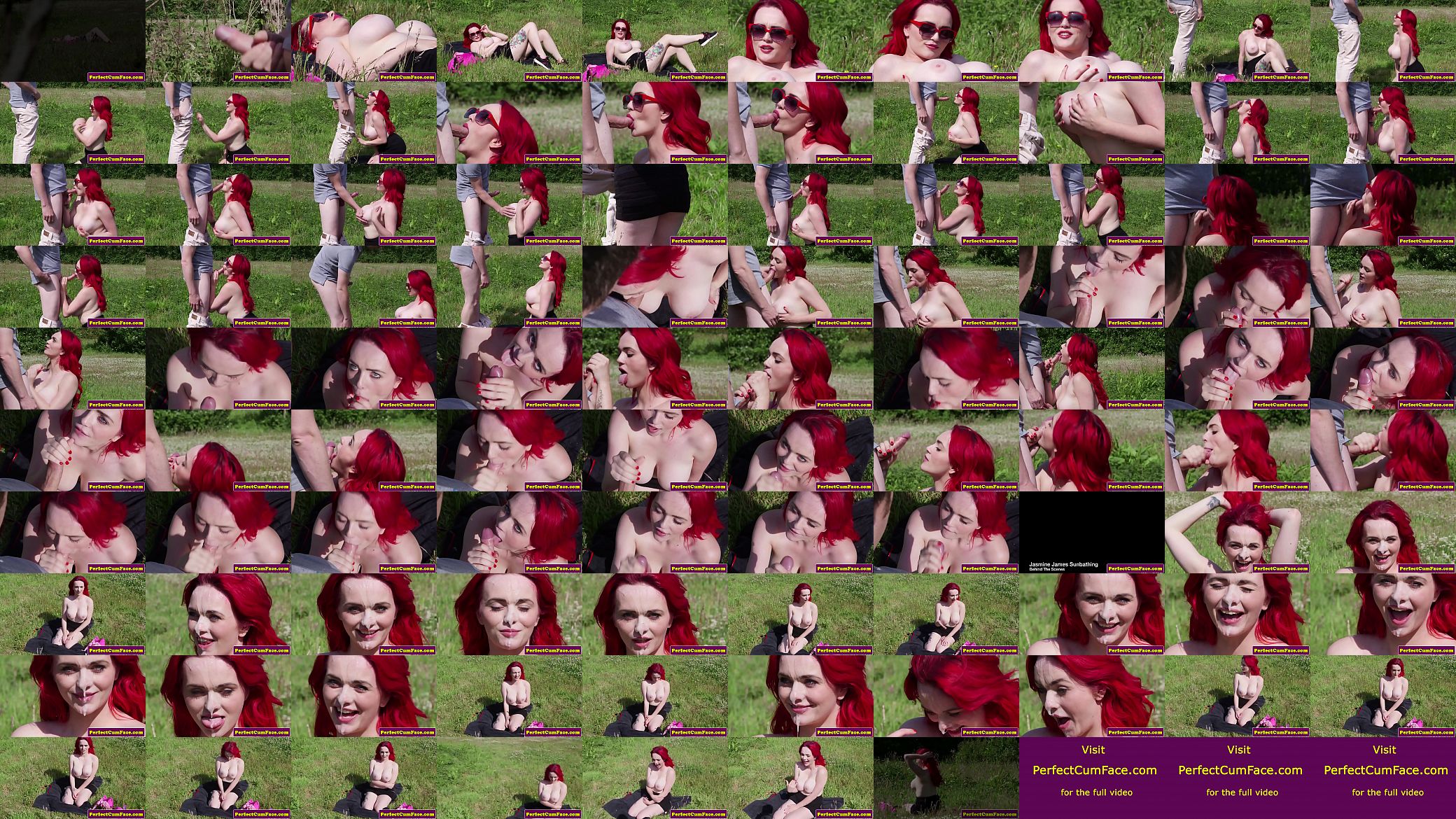 Busty redhead babe dicksucking outdoors 预览图
