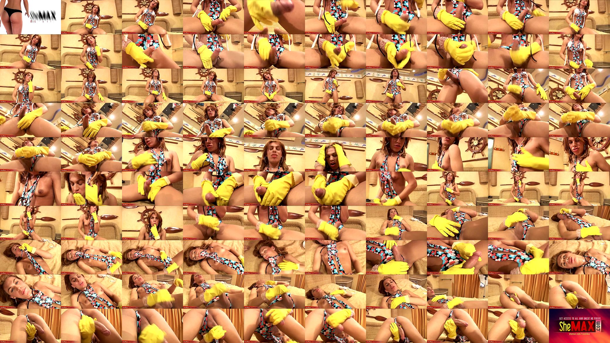 Bright yellow gloves make this ladystick grow hard and thick 预览图