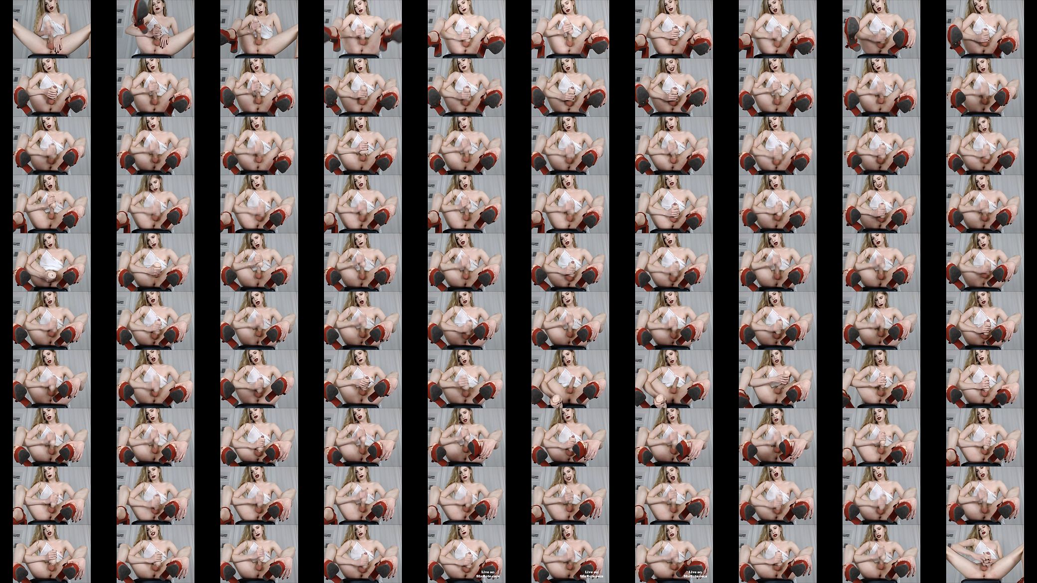 Blonde TS Bombshell Masturbating Skillfully For Her Fans 预览图