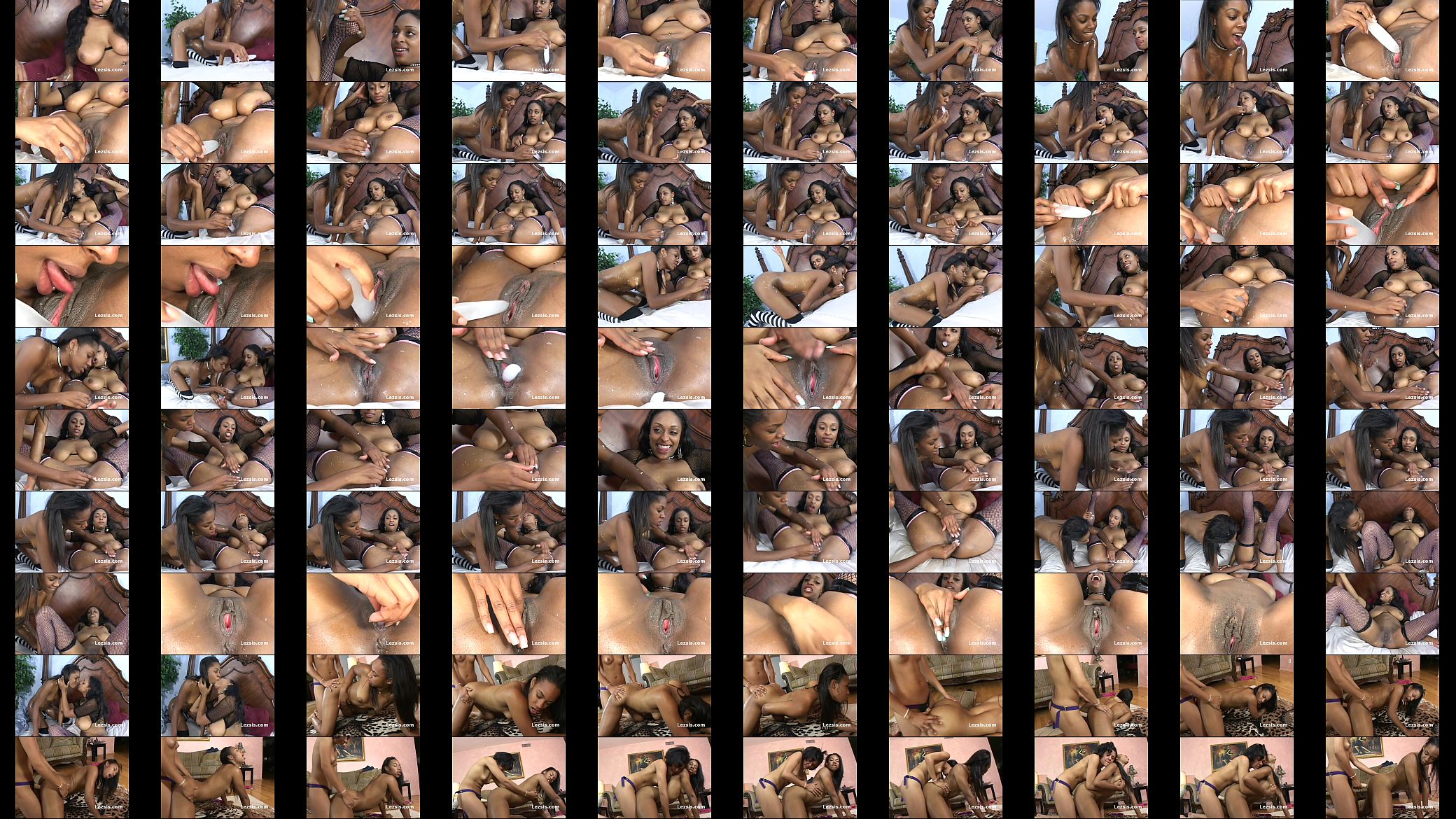 Thick busty black lesbian in fishnets gets her pussy fucked with melted candel 预览图