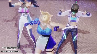 [MMD] KPop Demon Hunters - HUNTRX - Golden Ahri Akali Kaisa Sexy Kpop Dance League of Legends Hentai Uncensored 4K 60FPS