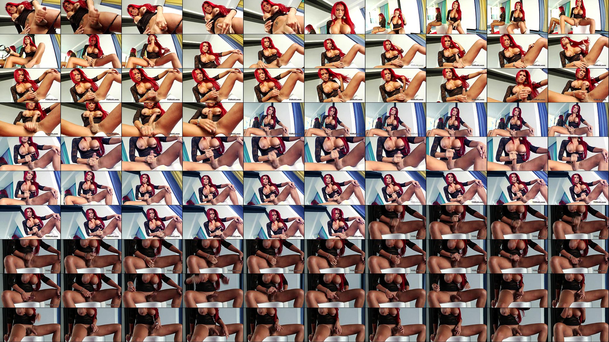 Tall redhead tranny jerks off her huge dick and cums 预览图