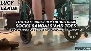 "FootCam Under Her Editing Desk Socks Sandals and Toes" 11 sec
