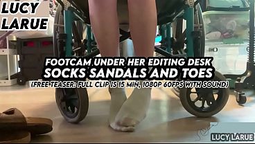 "FootCam Under Her Editing Desk Socks Sandals and Toes" 11 sec