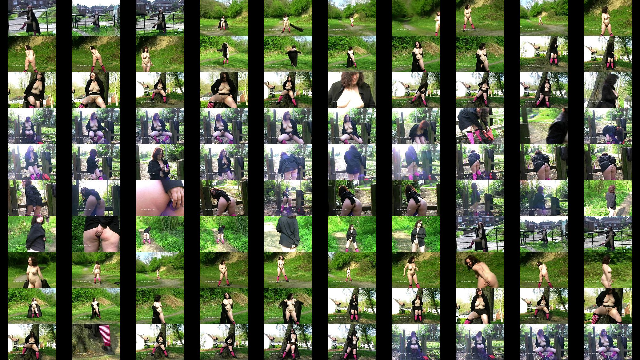 Fat amateur flasher Nimue naked in public and outdoor masturbation of ugly exhib 预览图